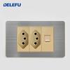 DELEFU Brazilian Model 118 Type 10A/20A Stainless Steel Gray Surface Gold-Plated USB Type-C Connector 20W Fast Durable PC