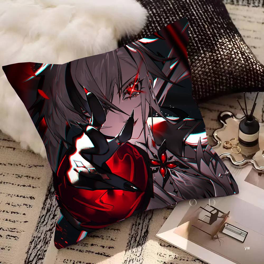 Arlecchino Anime G-Genshin Impact Pillow Case Fashion Square Pillowcase Bedroom Sofa Room Ins Decoration Leisure