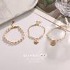 Retro fashion natural pearl bracelet ins girlfriend with the same beaded simple light luxury niche love pendant bracelet