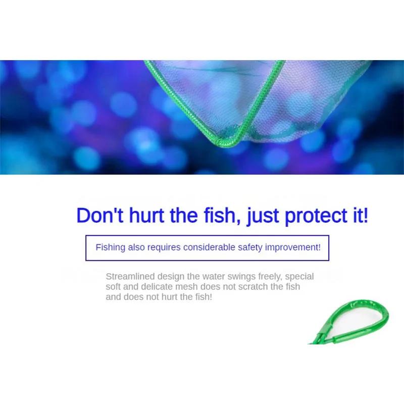Long Handle Square Fish Net Portable Aquarium Accessories Fish Tank Landing Net Fishing Net Fish Floating Objects Cleaning Tool