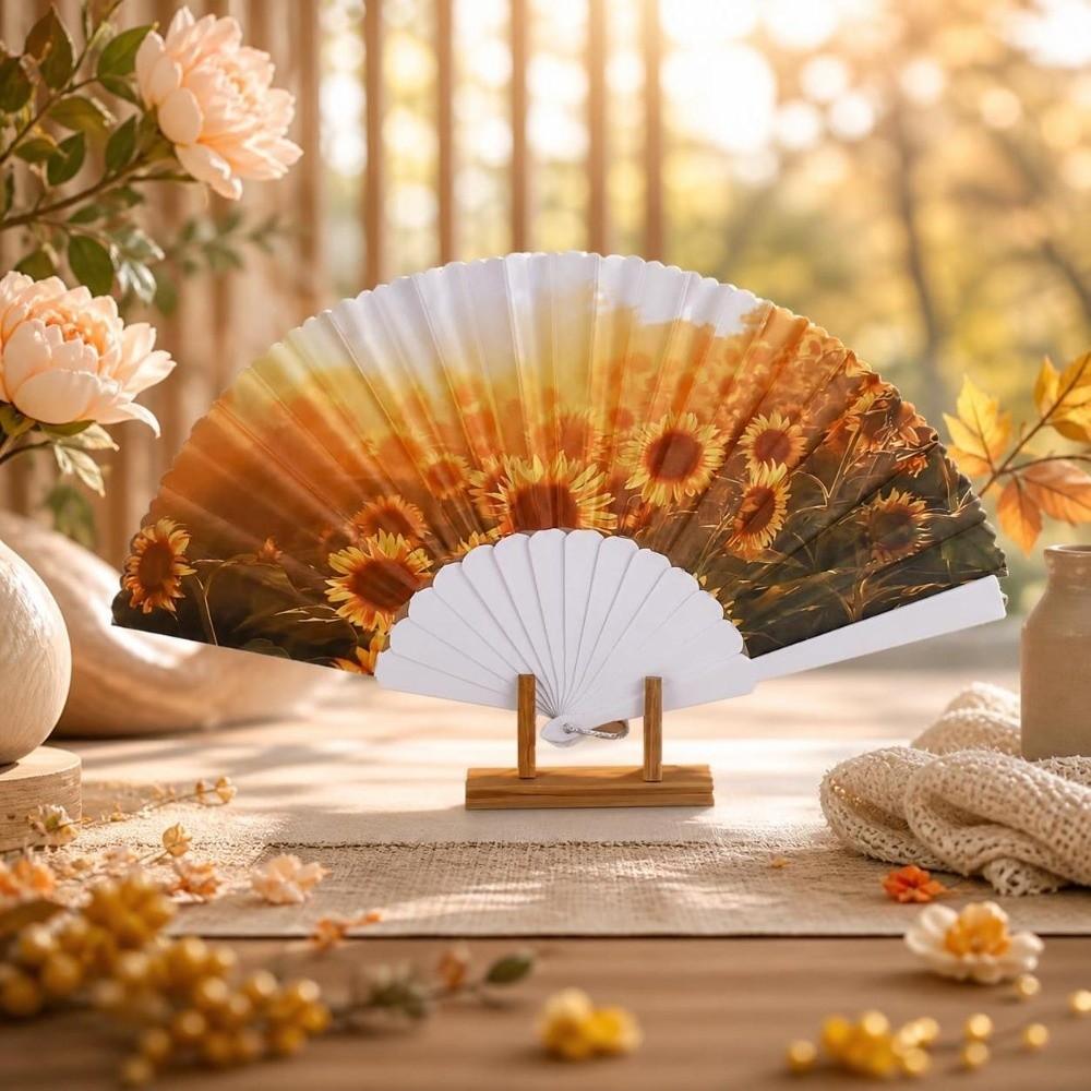 Sunflower Folding Fan Collapsible Decorative Fan Art Craft Dance Fan Party Decoration