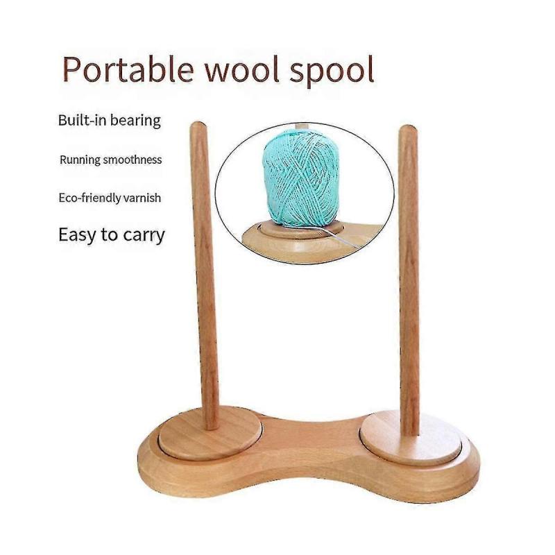 Double Wooden Yarn Skein Holder For Crocheting, Yarn Holder For Knitting Yarn Spindle Dispenser Crocheting Tool -JA