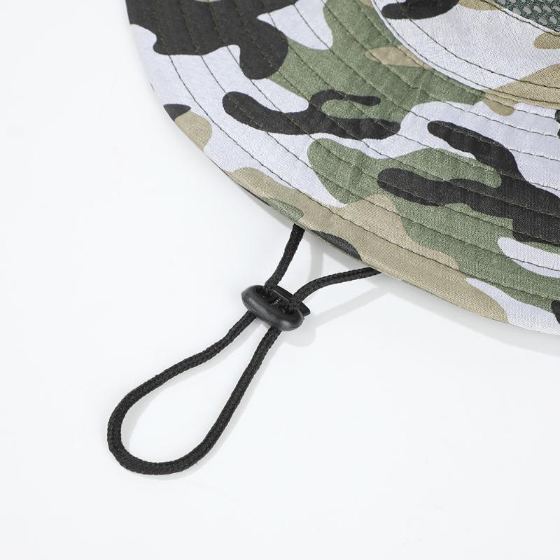 Outdoor Fishing Hat Wide Brim Man Breathable Mesh Fishing Cap Beach Hats Camouflage Sun Uv Protection Shade Hat