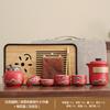 Guochao suit business coarse pottery Qingshan flying birds Lingxue pot travel tea set accompanying ceremony enterprise