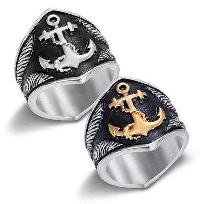 New Personalized and Fashionable Nordic Viking Retro Boat Anchor Ring, Blackening Pirate Series Men's Ring