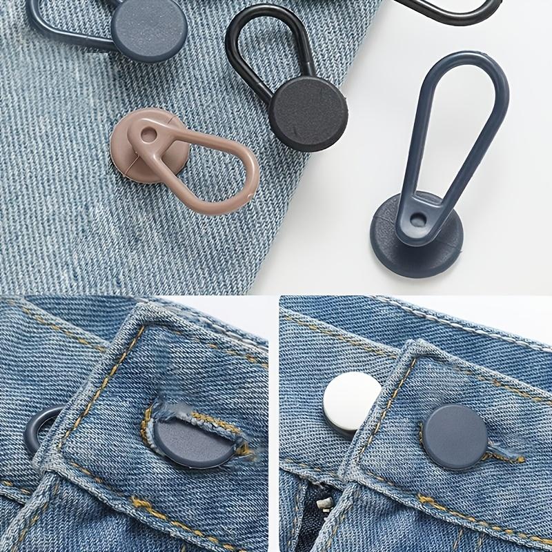 Adjustable Waistband Extender Buttons, No-Punch Jeans Expansion Buckles, Removable Stretch Fasteners, Casual Streetwear Style