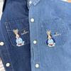 2026 Boys' Cartoon Embroidered Denim Short-Sleeve Shirt - Summer New Arrival