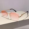 Fashion Vintage Irregular Rimless Sunglasses Women For Men Luxury Brand Designer Sun Glasses Punk Popular Pink Metal Shades