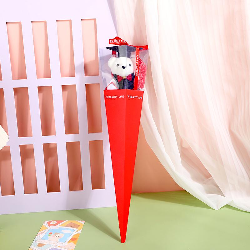 1PC Home Decor Fashion Artificial Flower Romantic Graduation Party Gift Wedding Favors Toy Doll Bear Bouquet