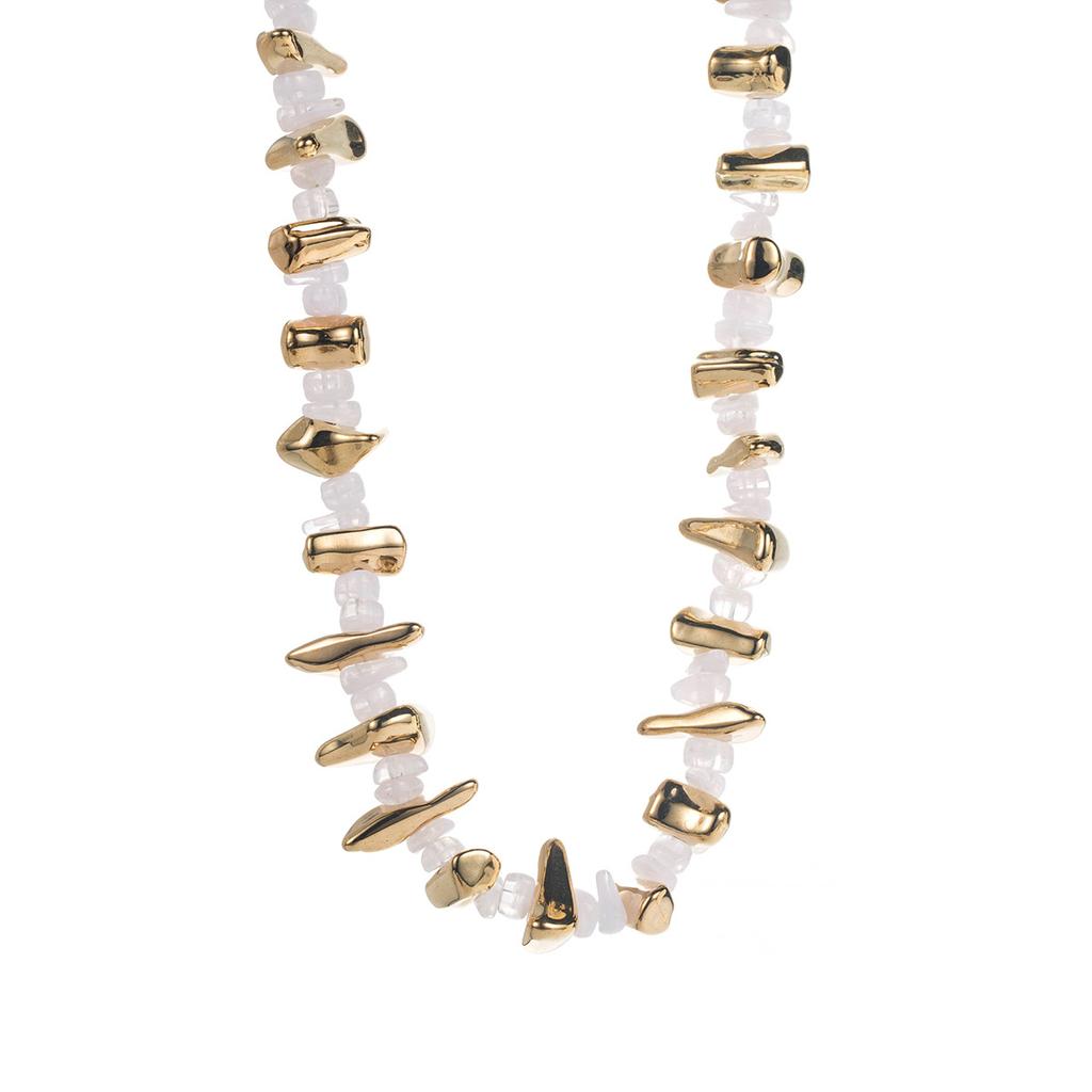 Vintage Geometric Irregular Alloy Resin Necklace, Autumn and Winter Maillard Wind Beaded Collarbone Chain