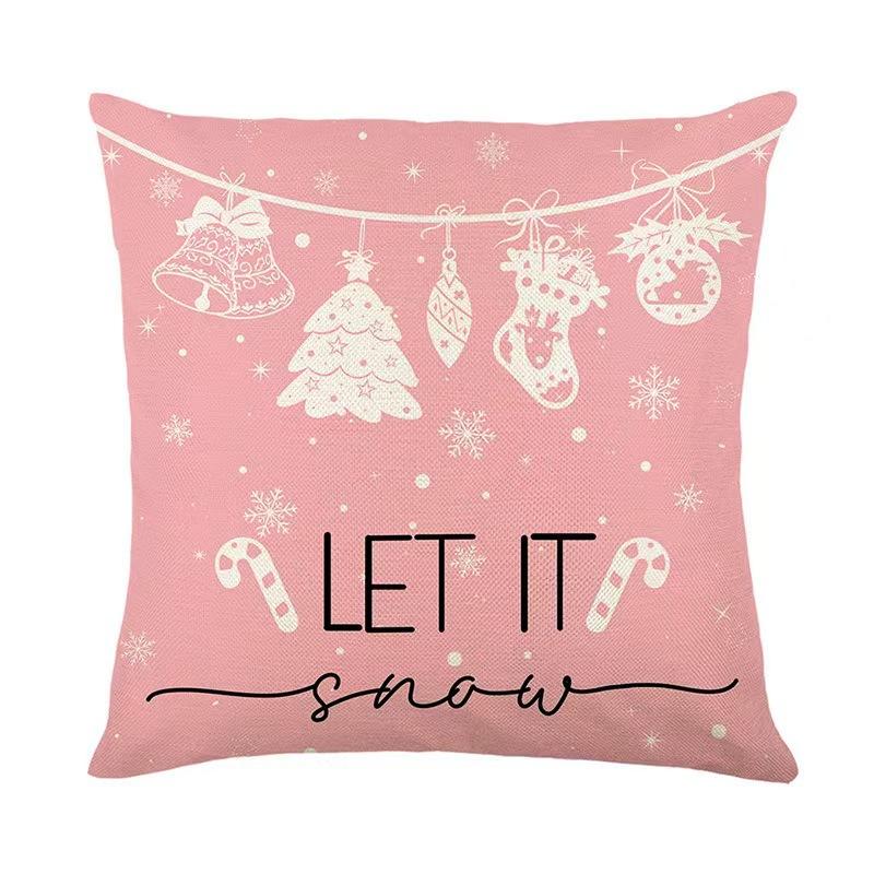 

Christmas Pillow Case Pink Pillow Four-piece Set Sofa Cushion Seat Lumbar Support