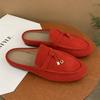 Muller Slippers High Quality Luxury Loafers Suede Shoes Round Toe for Women Moccasins Comfortable Female Lazy Slip-on Fl