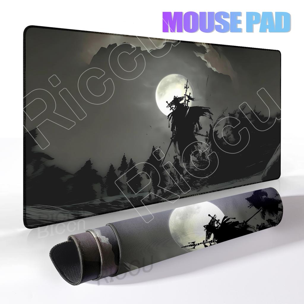 Samurai Black Mouse Pad Large Computer Gamer Table Mat Laptop Art Desk Mat PC Mousepad Non-slip Rubber Keyboard Accessories Pads
