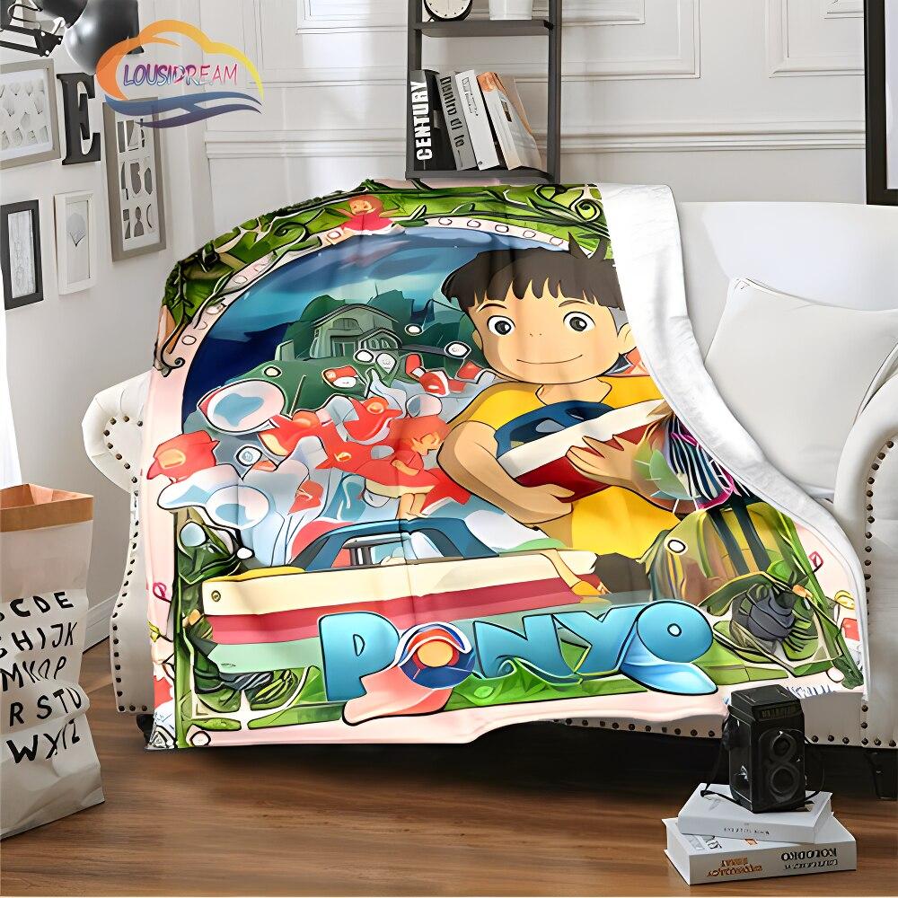Ponyo On the Cliff Cute Cartoon Blanket Miyazaki Hayao Animation Series Blanket Four Seasons Blanket for Children and Adults