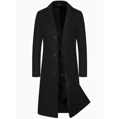 Hot Selling Men's Fashion Casual Trendy Trench Coat Daily Classic Solid Color Woolen  Coat Jacket