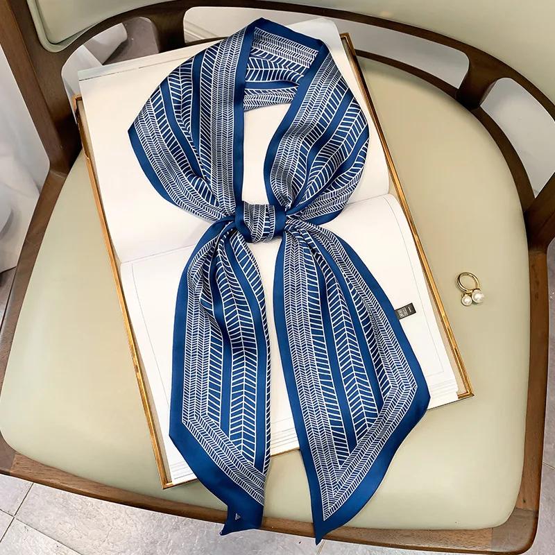 Long Silk Scarf Bag Tie Lady Neck Skinny Scarves Hairband Foulard Horse Print Brand Lady Neckerchief Ribbon  Spring New