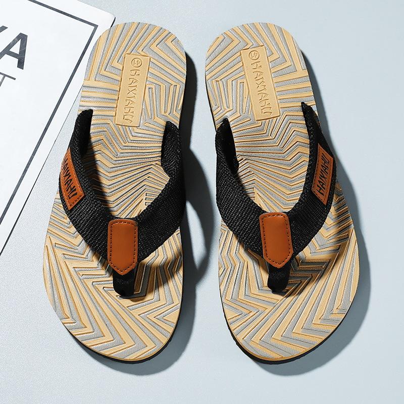 2025 spring new non-slip wear-resistant breathable fashion webbing flip-flops men's shoes color matching shoes