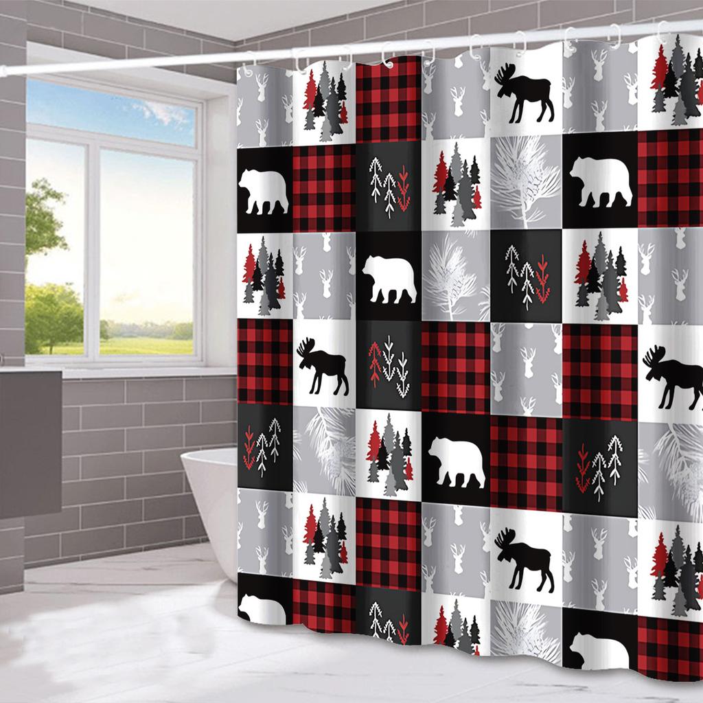 Santa Claus'S Bow Tie Washable Dirt-Resistant Shower Curtain Shower Head Waterproof Polyester Bath Curtain For Home Decor