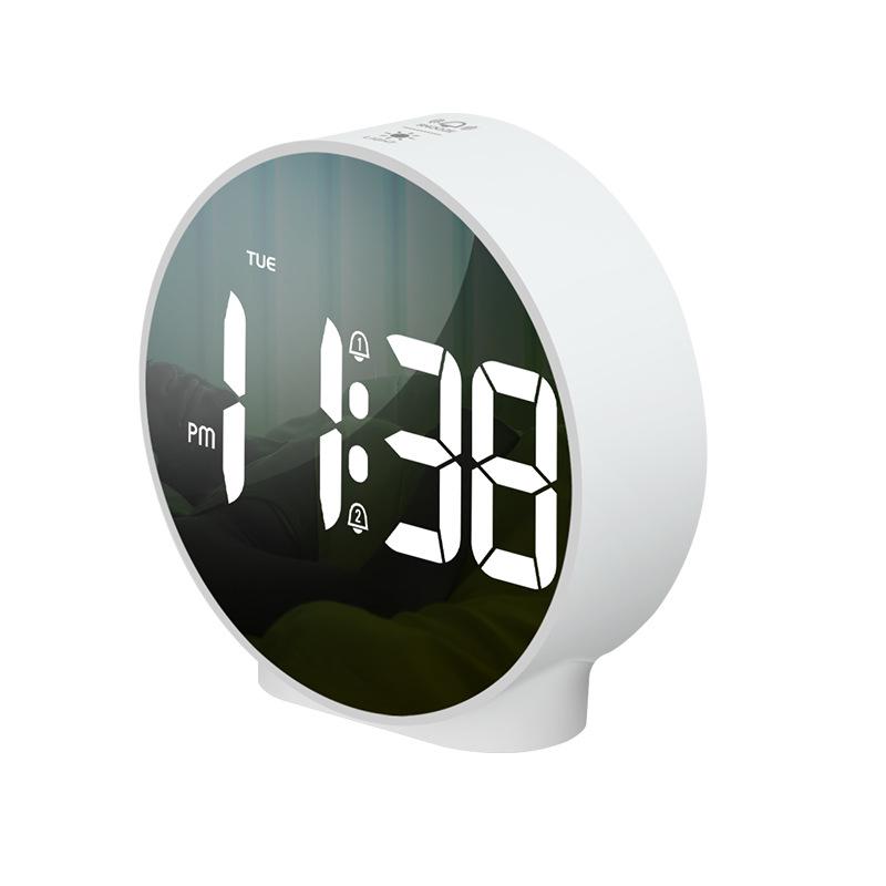 

LED Mirror Alarm Clock: Silent Bedside Clock with Week Display Chinese