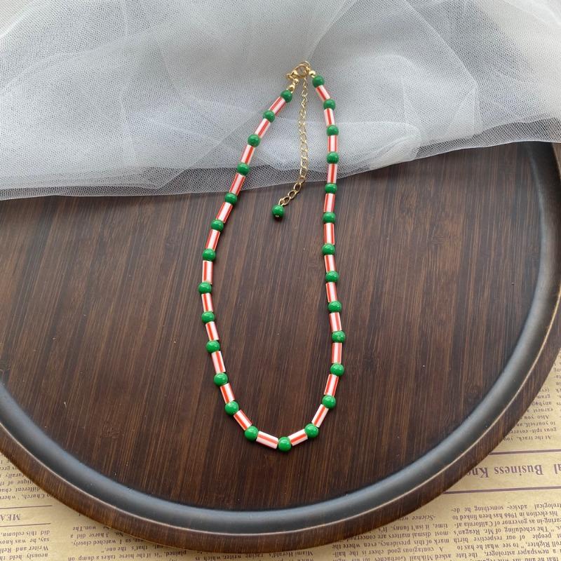 Strawberry Sweet Necklace Korean Handmade Beaded Rice Beads Sweet Cool Wind Clavicle Chain Fashion Jewelry