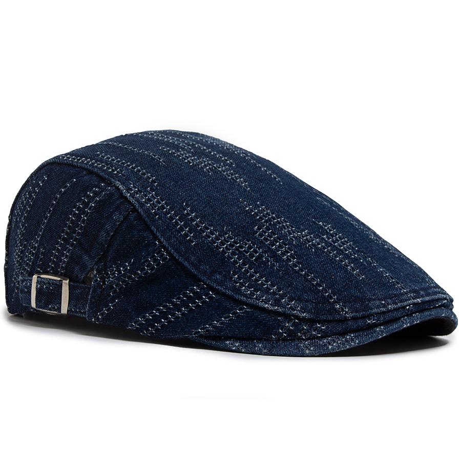 Denim Vintage Berets Men Women Newsboy Cap Summer Casual Cotton Single Layer Visor Flat Hat Autumn Retro Ripped Beret Unisex
