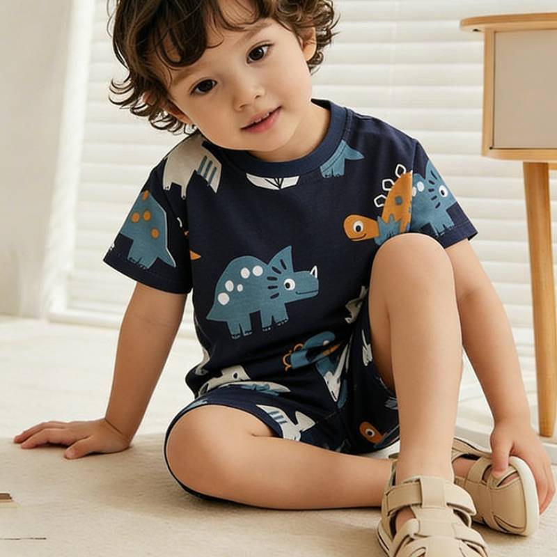 Malwee Boy Summer Casual Cotton T Shirt Shorts Set For Kids 3 -8 Years Old