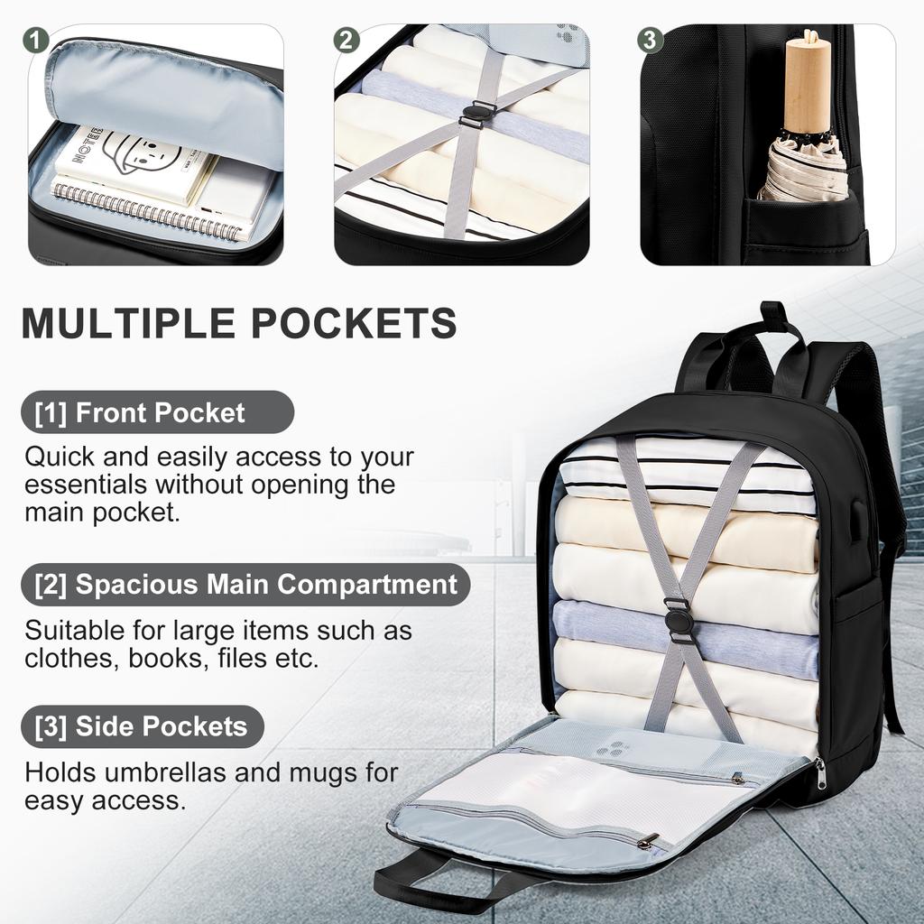 Reiserucksack für Flugzeuge, 40 x 20 x 25, Ryanair Airlines, Tasche für persönliche Gegenstände, 45 x 36 x 20, EasyJet Wizzair, Kofferrucksack, Damen und Herren