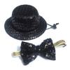 Dog Hat Ties Set Pet Black Sequined Bow Ties Hat for Small Large for Cat