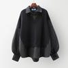 Spring and Autumn Women's Fashion Patchwork Fake Two-piece Shirt