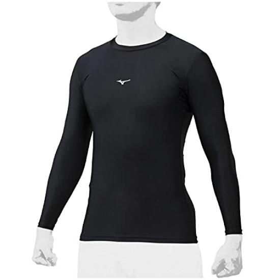 Mizuno Biogear Low Neck Long Sleeve Pastel Navy Alphabet Undershirt, 12ja1x71, Black, Navy, (JP, Jaspo, L, 09 Black)