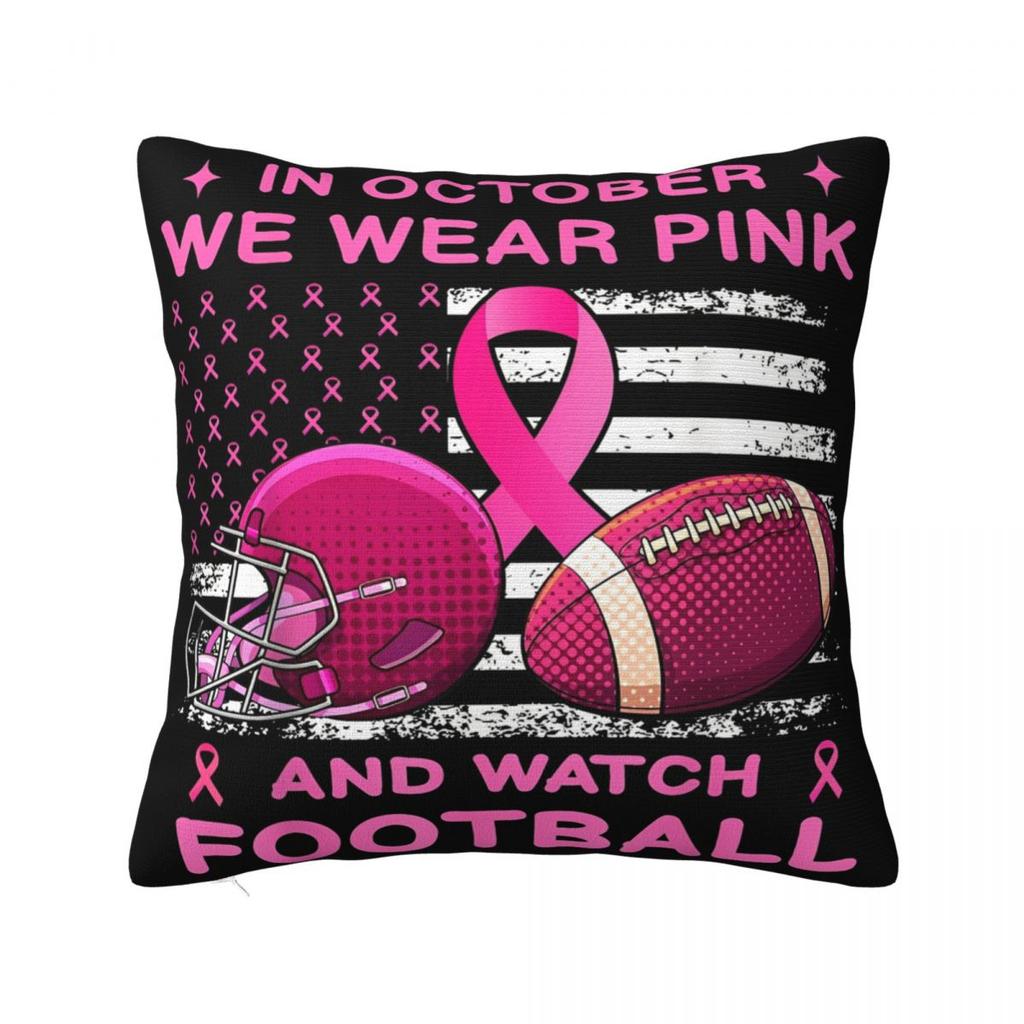 In This Family Nobody Fights Alone Breast Cancer Awareness Square Pillow Case Polyester Decorative Pillow Fashion Cushion Covers