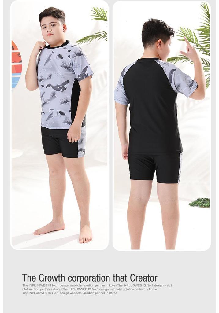 Boys' Two-Piece Summer Swimsuit - Sporty Style for Kids & Teens