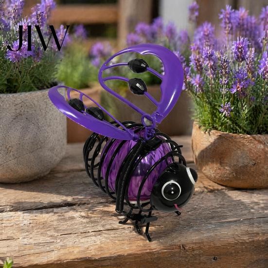 Automated Dusk to Dawn Lighting Solar Bee Garden Light, Outdoor Solar-Powered Metal Lantern, Waterproof Colorful Landscape Lamps Hanging Light