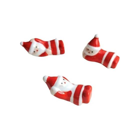 Ceramic Santa Claus Chopstick Rests - Set of 3, Cute Christmas Tableware Decorations, Kitchen Accessories, Holiday Gift