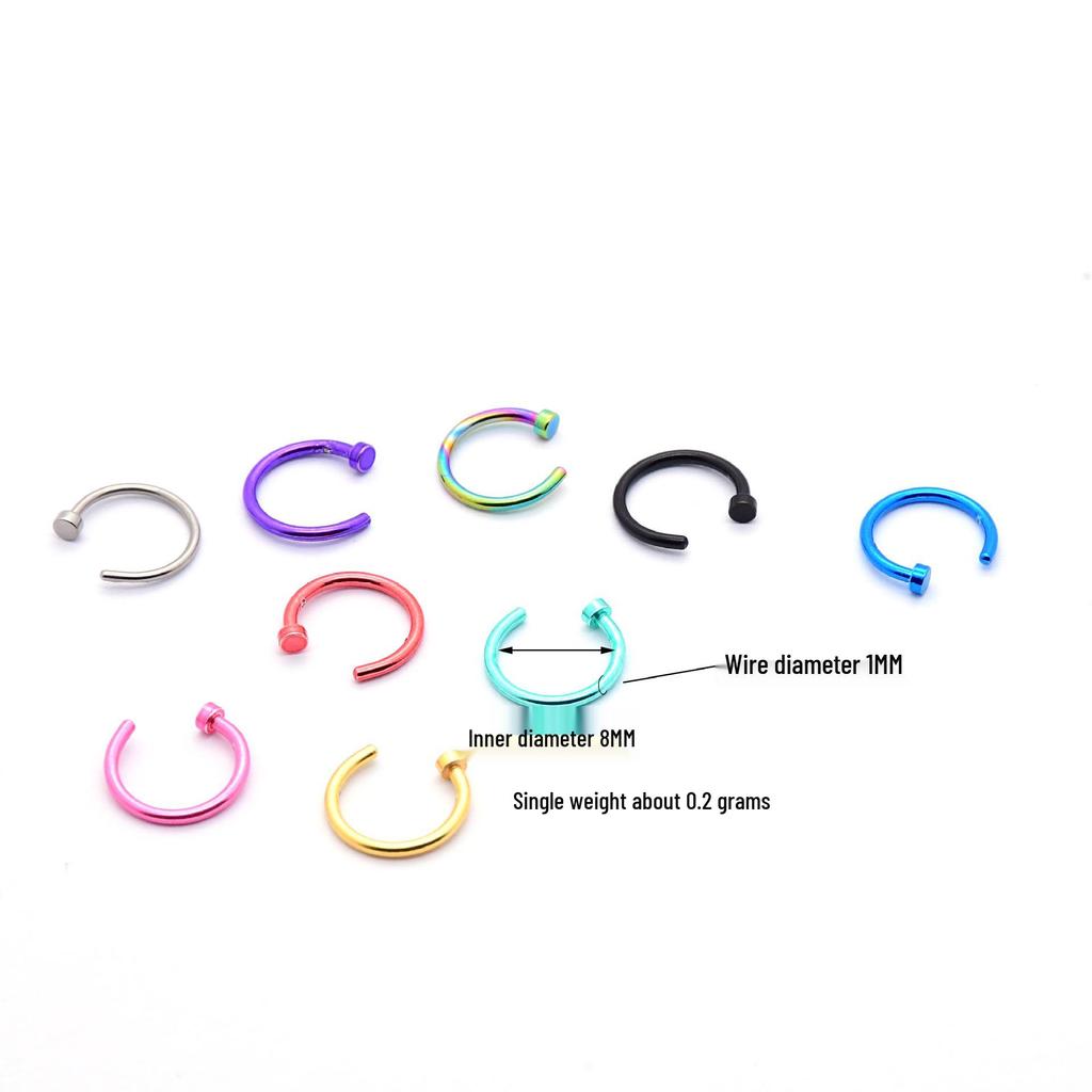 European & American Nose and Lip Piercing Jewelry: C-Shaped Nose Studs, Nose Rings, Nose Decorations, Lip Studs.
