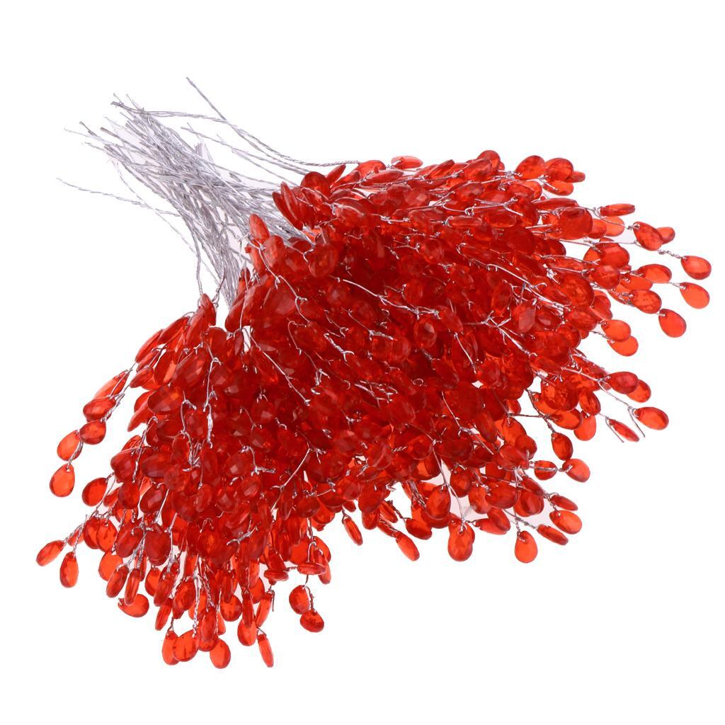 

Букет искусственных цветов с подвесками из сверкающих хрустальных акриловых бусин, 50 шт., 15 см красный