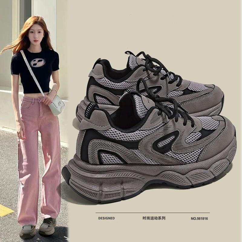 Retro för kvinnor på våren hösten trendiga mångsidiga avslappnade andningsbara sneakers damskor platåskor