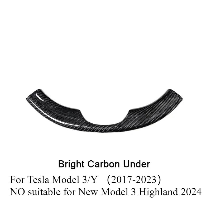 Real Dry Carbon Fiber for Tesla Model 3 Y Steering Wheel Cover 3K 240G Handmade Steering Wheel Shell Snap-in Covers Accessories Bright carbon Under