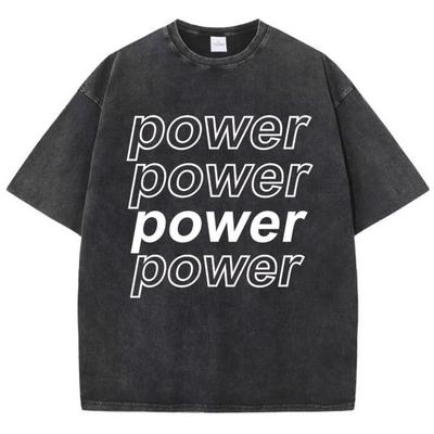 Power Art Design de Police Impression T-shirts Homme Coton T-shirt de Loisir Design T-shirts Oversize Coupe Ample Manches Courtes