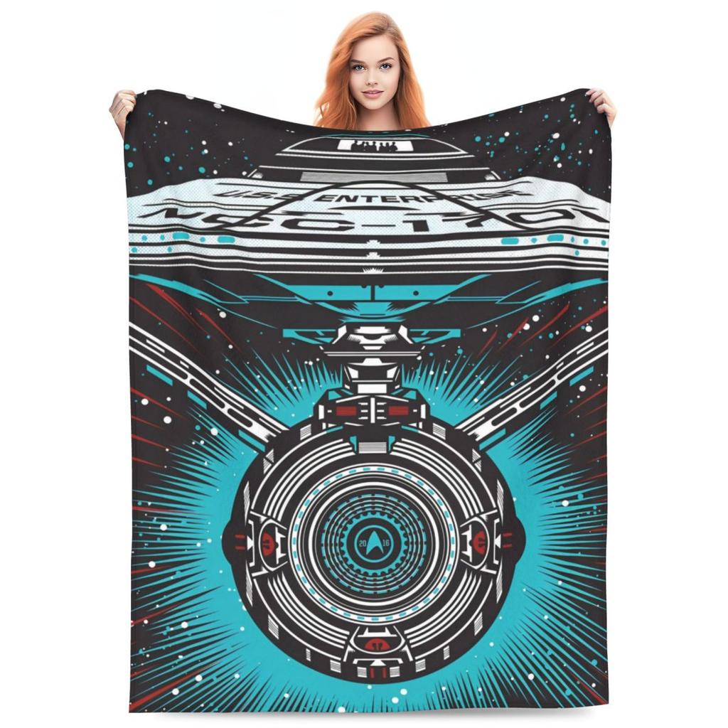 Stars Treks Deep Space Nine Flannel Blankets Station Logo Novelty Throw Blankets Bed Sofa Couch 150*125cm Plush Thin Quilt Warm