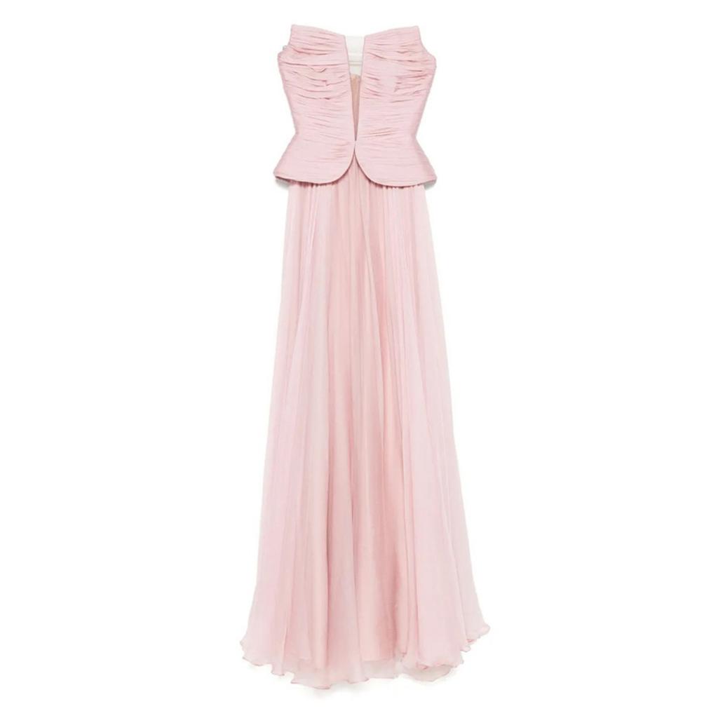 French Style Wrap Chest Sleeveless Long Dress, Fashion Women's Casual Evening Party Dress for European American Women