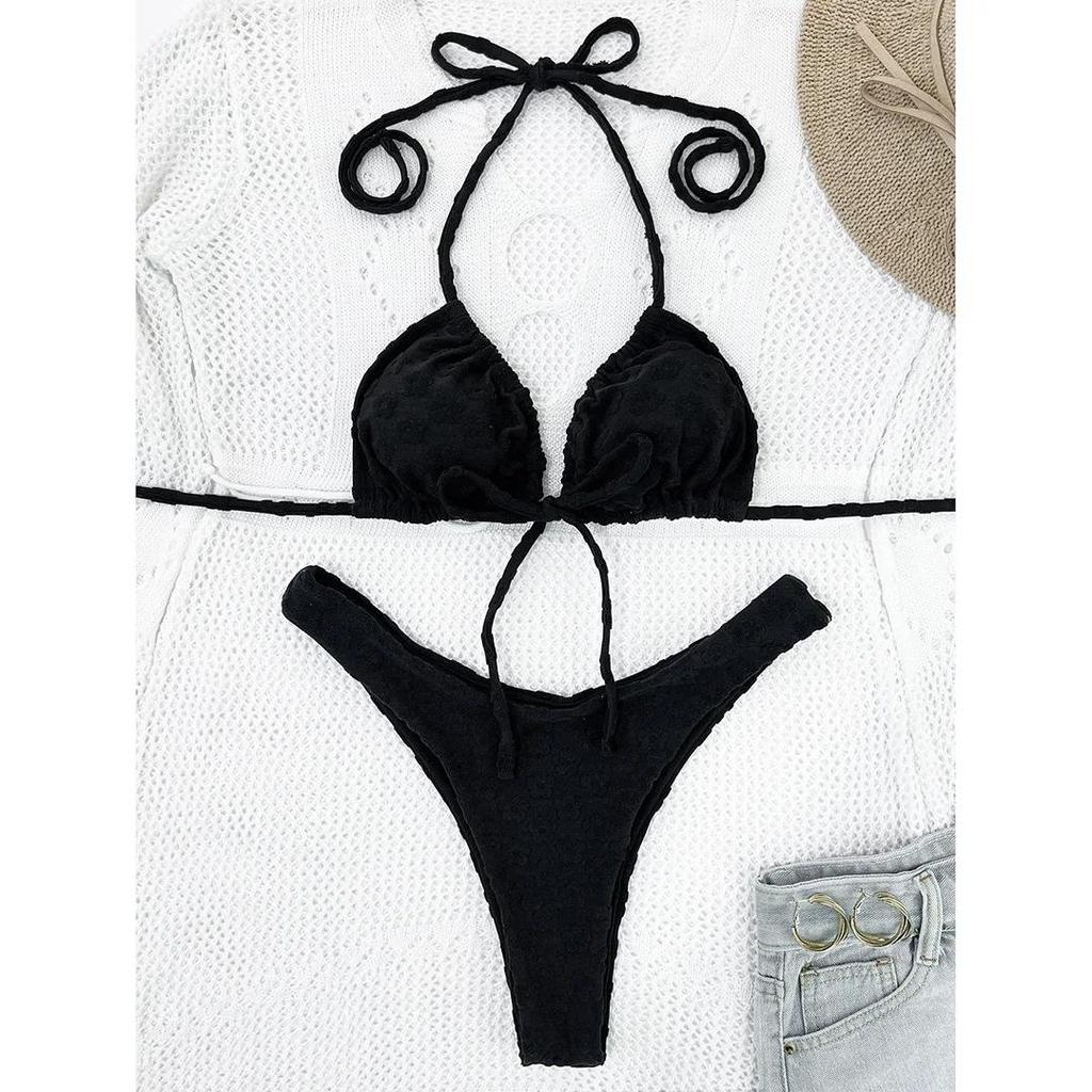 Sexy bikiny s ramínky na krk, brazilské, s pasem a pasem, dámské plavky, dvoudílná sada bikin, plavky