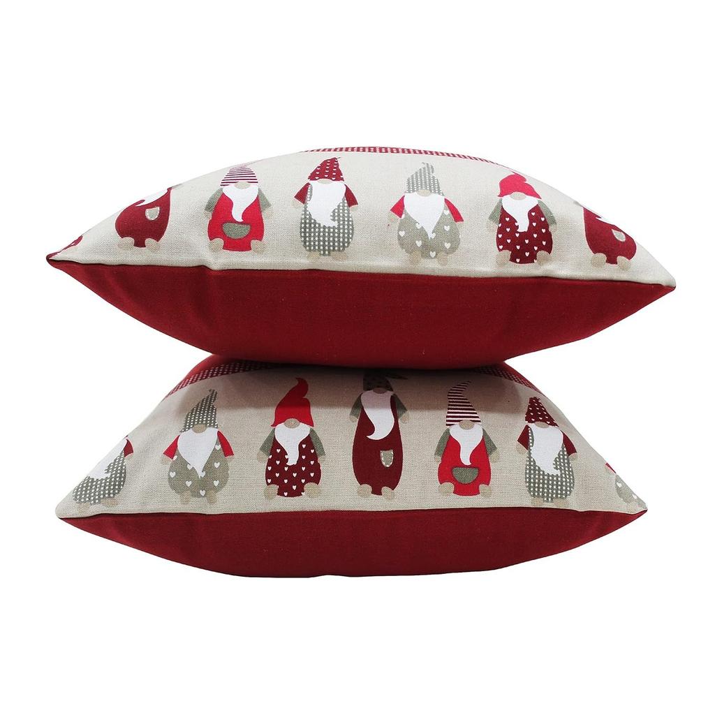 Cotton Genoma Broder Themed Cushion Covers for Cushions & Pillows (Red & Beige, Pack of 5)