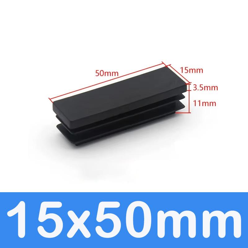Rechthoekige Buis Dop Inzetstukken Zwart Plastic Afsluitdoppen 10x15mm-60x100mm Meubels Tafels Stoelen Voetdoppen