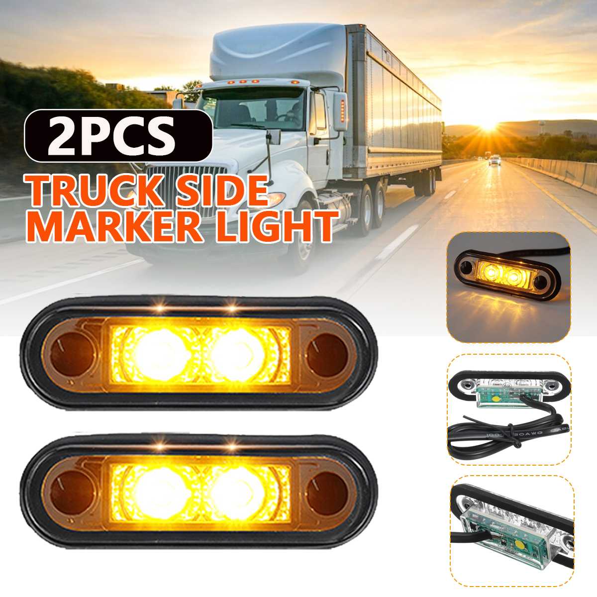 

2-10 шт. светодиодный боковой габаритный фонарь для автомобиля, водонепроницаемый индикатор, светодиодный индикатор для автобуса, грузовика, прицепа, задний боковой фонарь Yellow