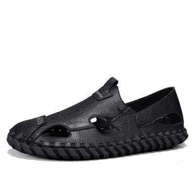 Britischer Stil Herren Outdoor Flache Schuhe Handgefertigte Sohlen Wandern Freizeitschuhe Ausgehöhlte Herren Sandalen Weiche Sohlen Bequem