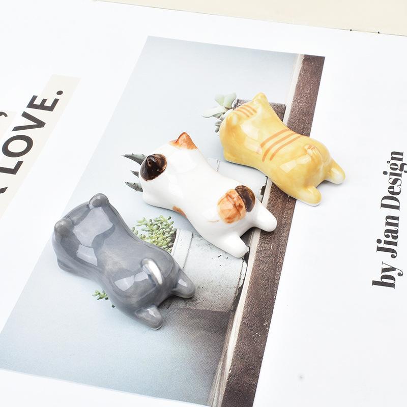 Japanese Lucky Cat Ceramic Chopstick Holder Korean Cute Kitten Tableware Rack Living Room Dining Table Dining Table Decoration