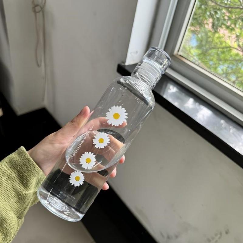 480ML New Simple Print Water Bottle Sports Water Cup Large Capacity Portable Plastic Cups Kids School Water Cup Motivational Cup