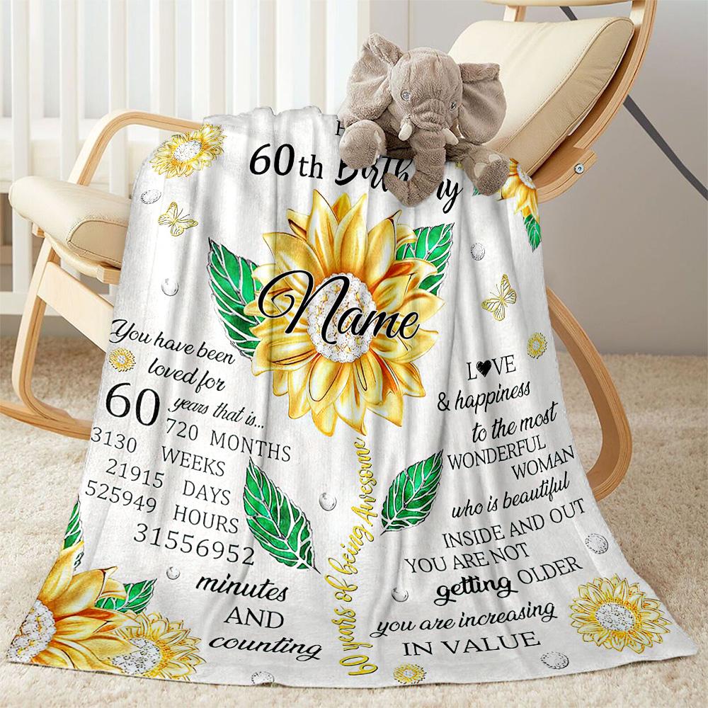 Birthday Style Customize Text Blanket Throw Personalized Blanket Soft Warm Cozy for Picnics Bedding Seaside Living Room Ideal for All Seasons