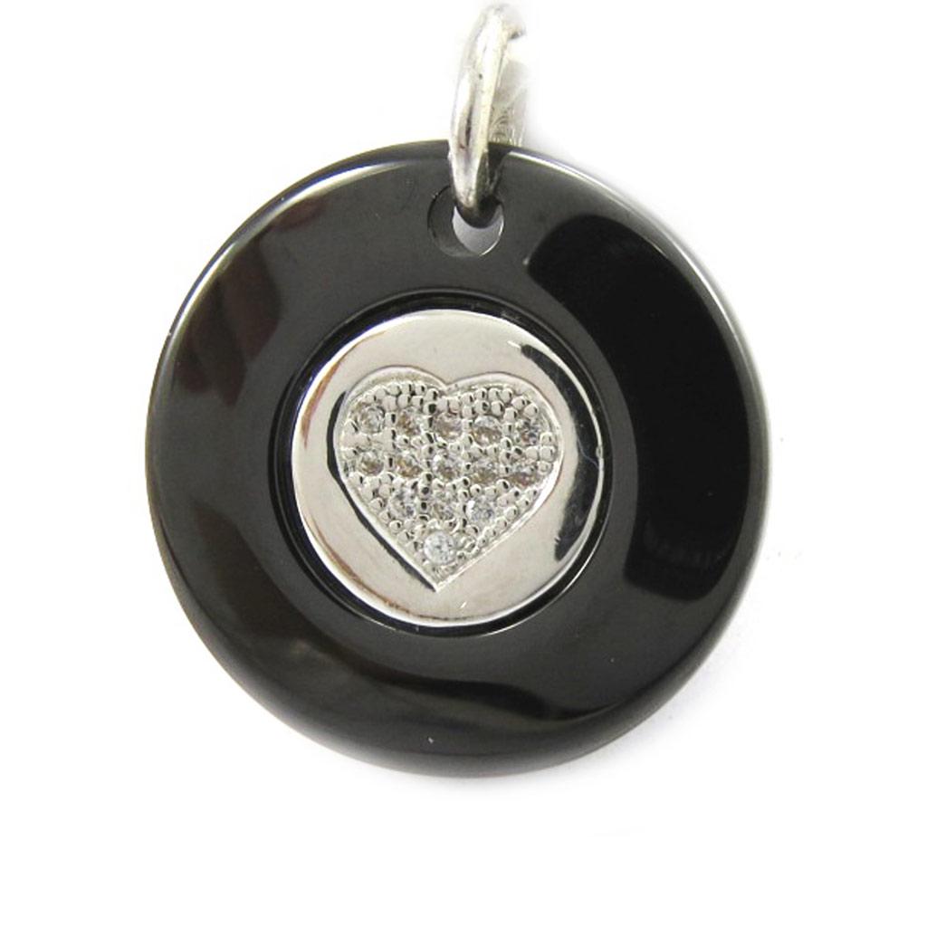 Les Trésors De Lily [L6693] - Silver Pendant 'Love' Black (ceramic) Rhodium-plated - 20 Mm